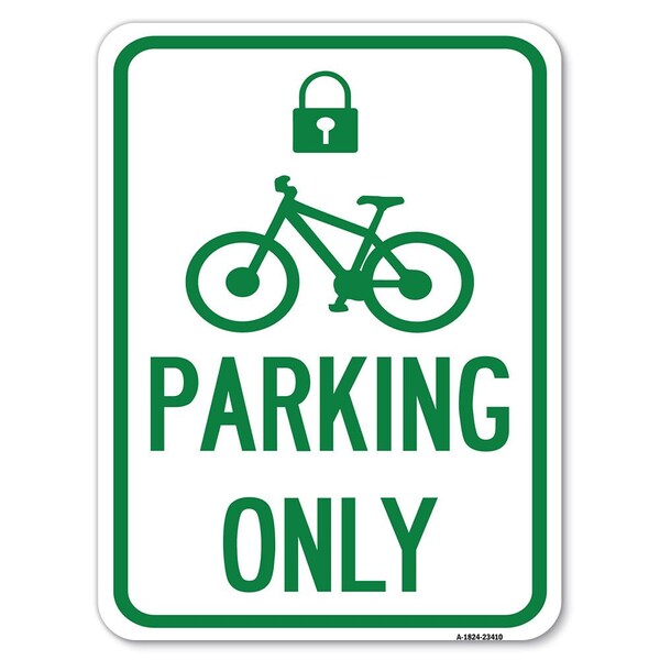Signmission Parking With Cycle and LockHeavy-Gauge Aluminum Rust Proof Parking Sign, 18" x 24", A-1824-23410 A-1824-23410 - main